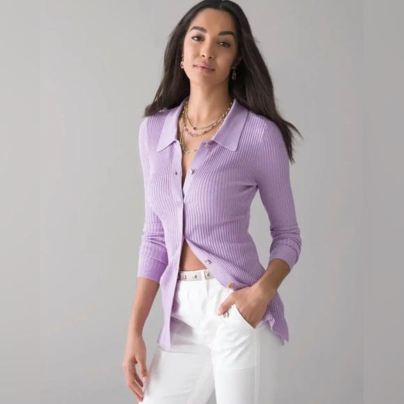 WHBM Ribbed Knit Button Up Cardigan - Picture 3 of 7